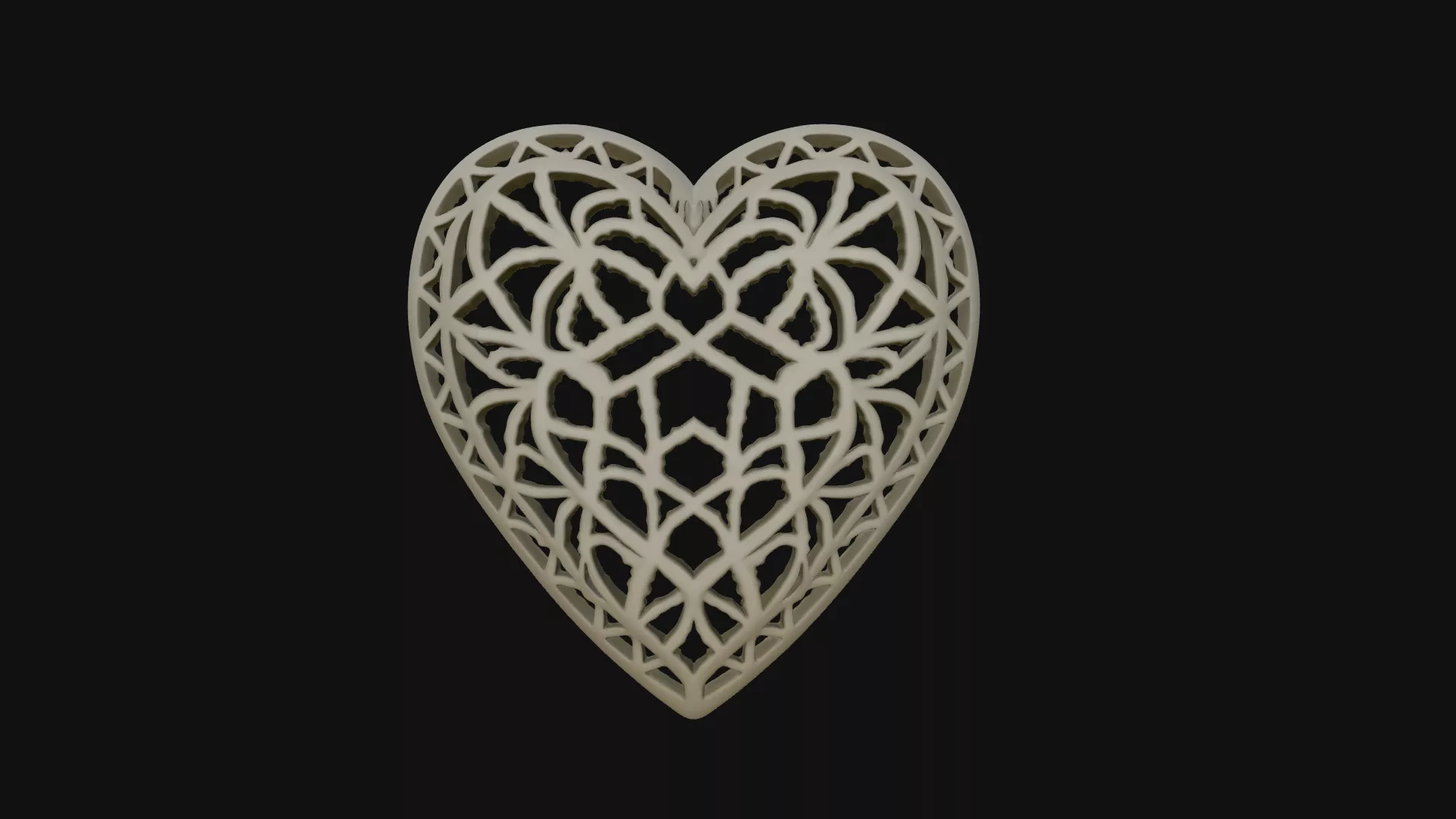 Lace Pattern Heart Pendant Design 2 - 3D Print Model 3D print model