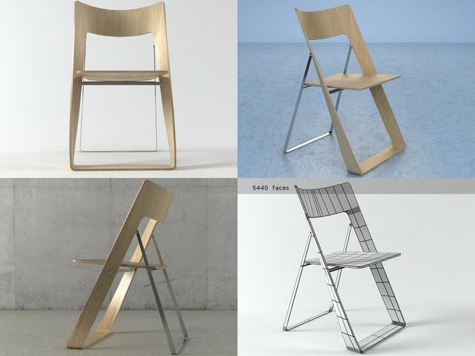 Elica four different folding chairs 3D model