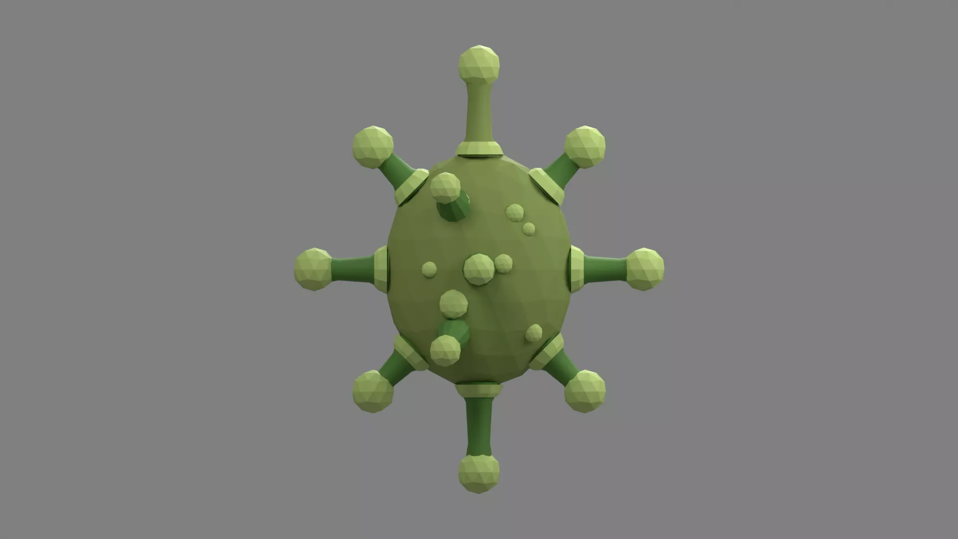Slender Oval Microbe with Surface Nodules Low-poly 3D model