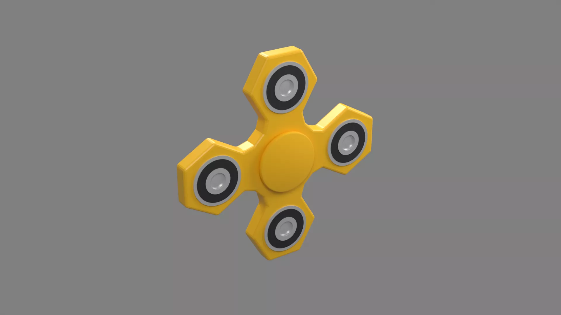 Four Arm Yellow Fidget Spinner with Round Bearings Low-poly 3D model