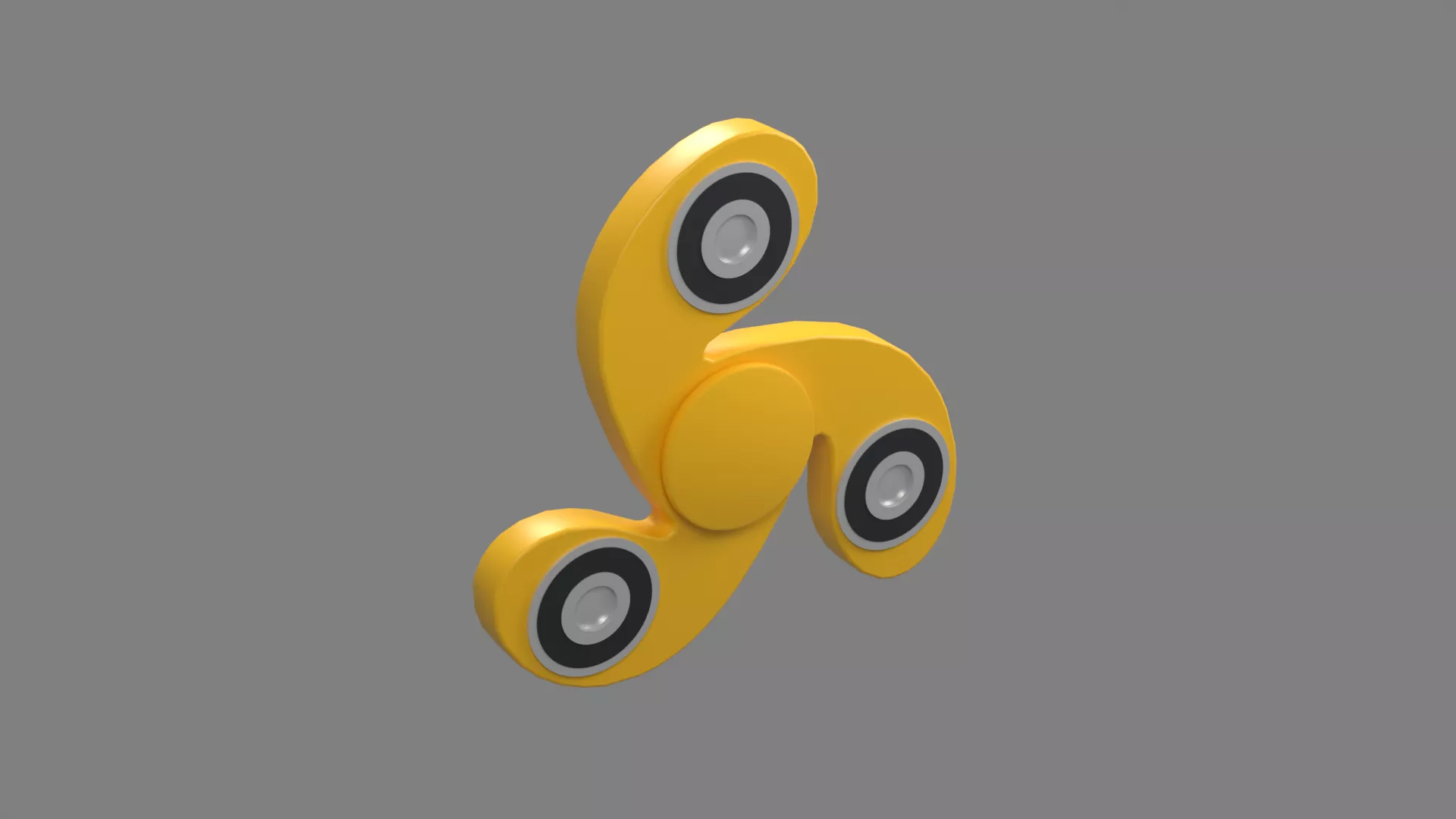 Curved Three Lobe Spinner in Golden Yellow Low-poly 3D model