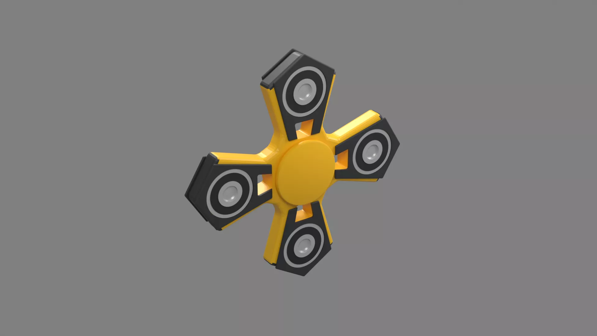Black and Gold Cross Spinner with Angular Tips Low-poly 3D model
