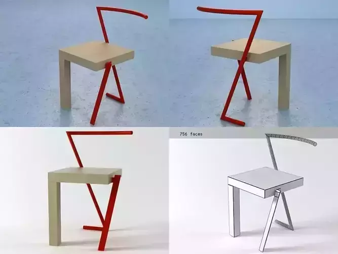Tango four different chairs with legs 3D model