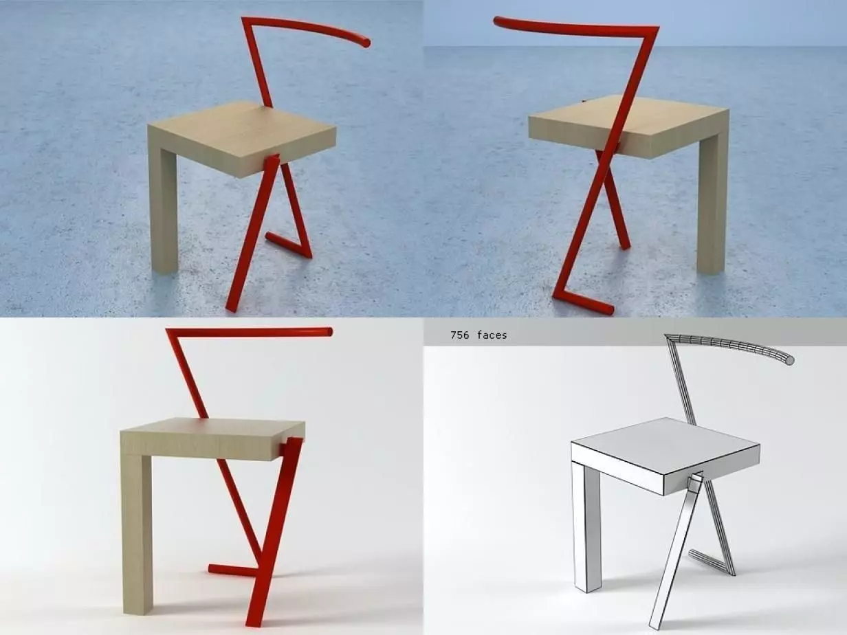 Tango four different chairs with legs 3D model_0