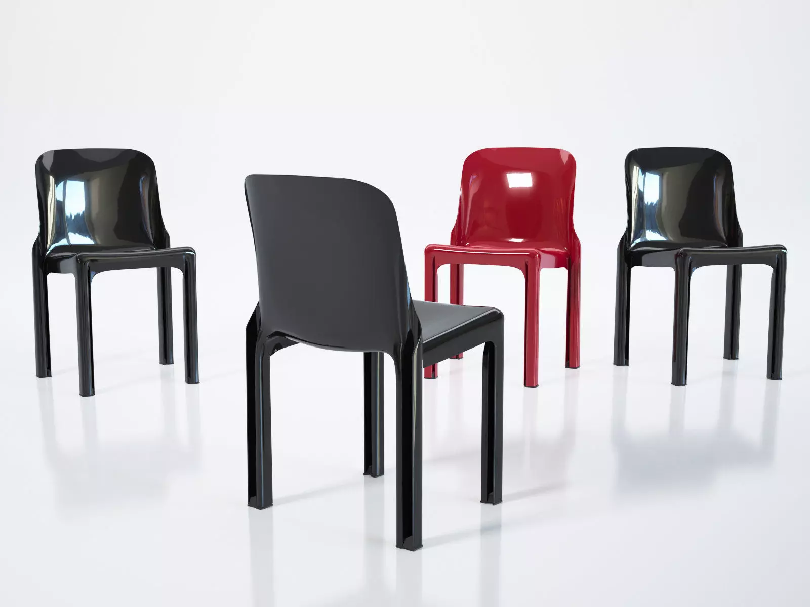Selene plastic chair 3D model_0