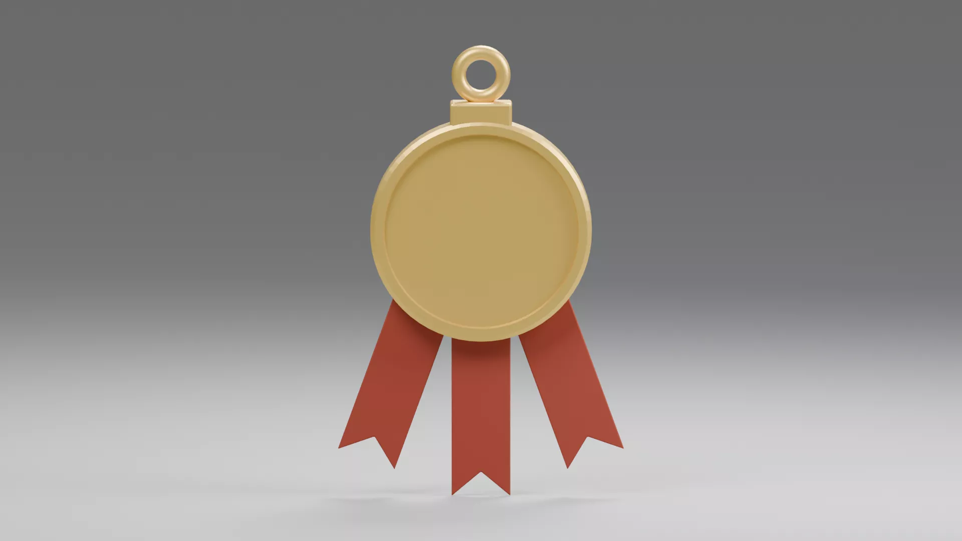 Round Gold Award Medal with Red Ribbon Tails Low-poly 3D model