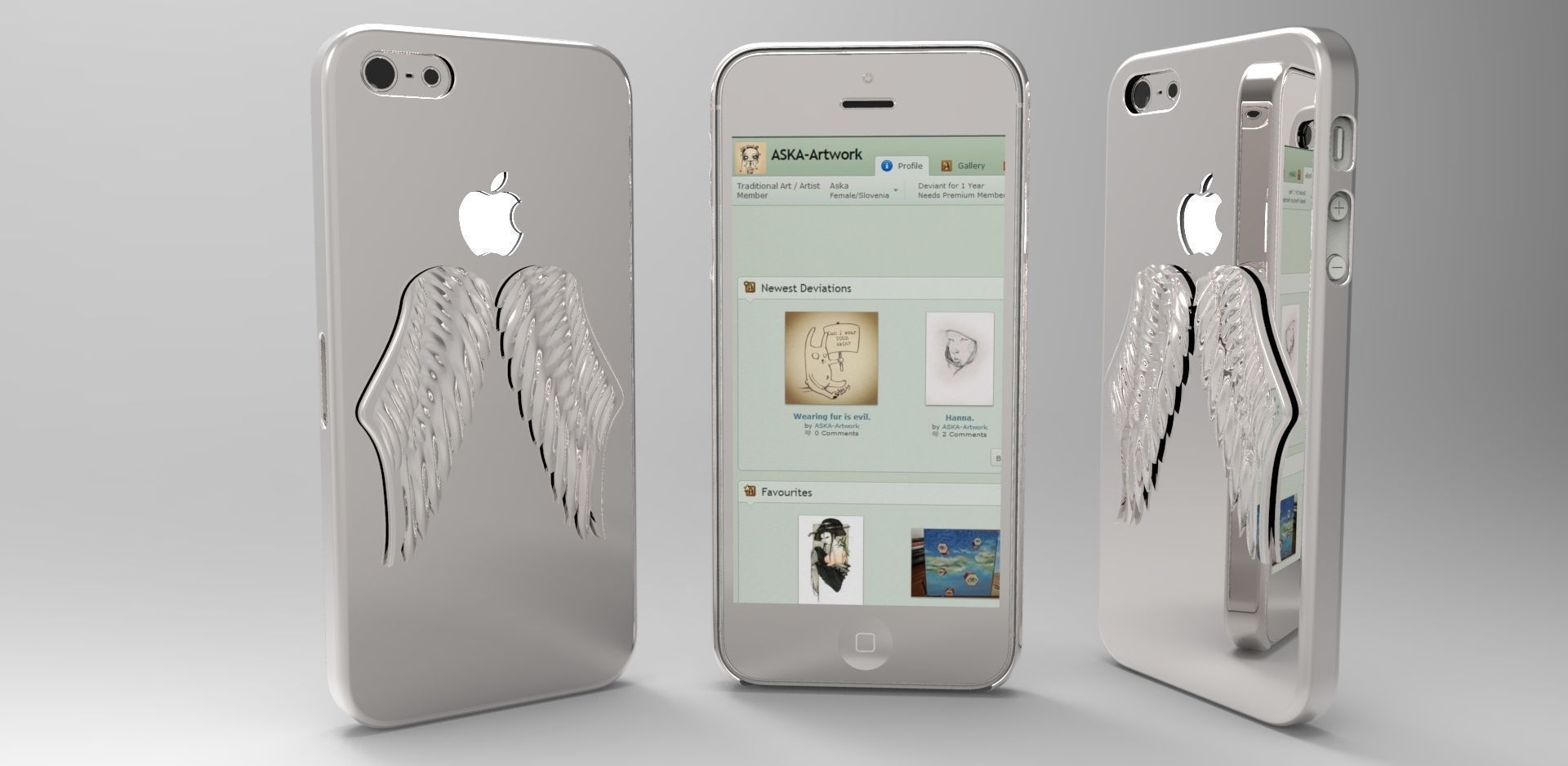 iPhone 5 Angel Wings case 3D print model_1