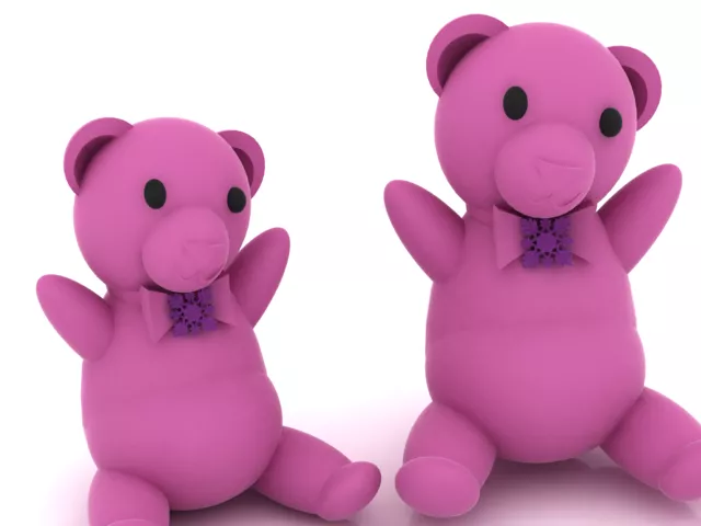 Cute Sitting Teddy Bear 3D Model Set 3D print model