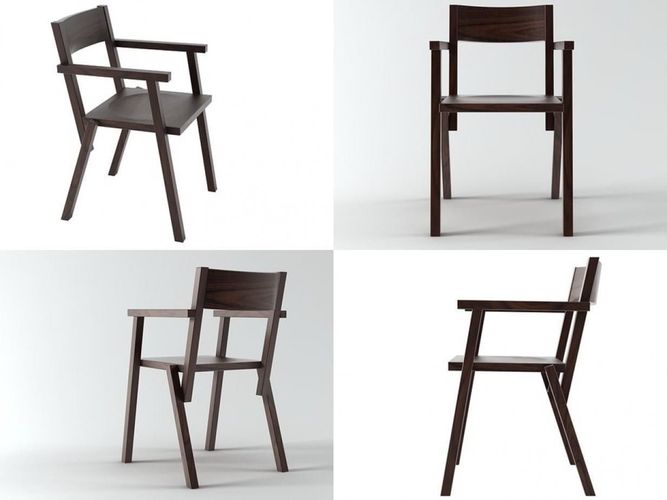 Muku four different wooden chairs 3D model