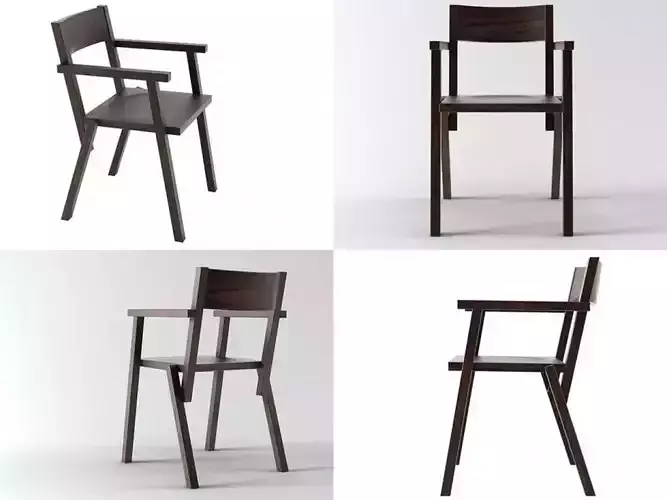 Muku four different wooden chairs 3D model