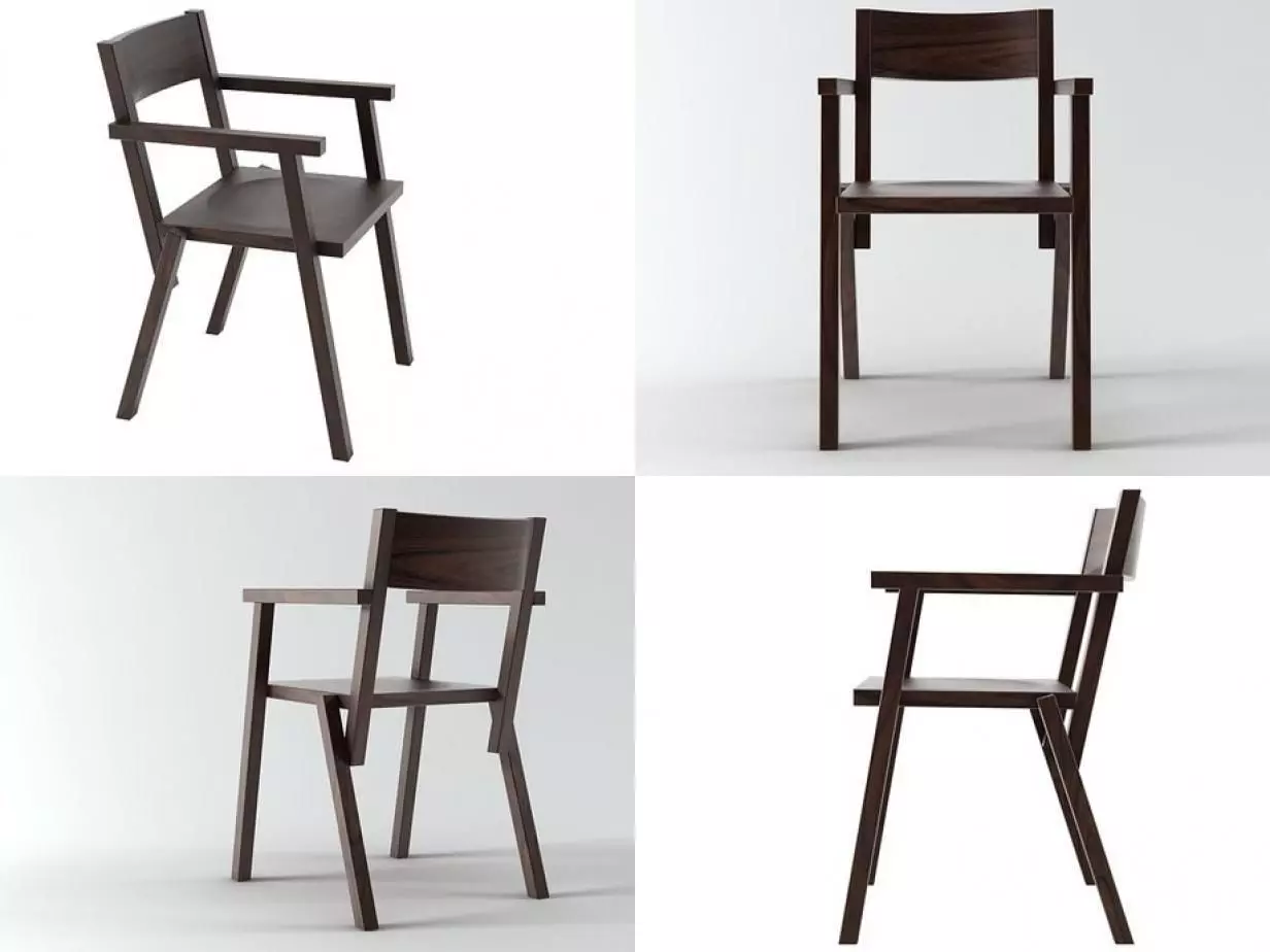 Muku four different wooden chairs 3D model_0