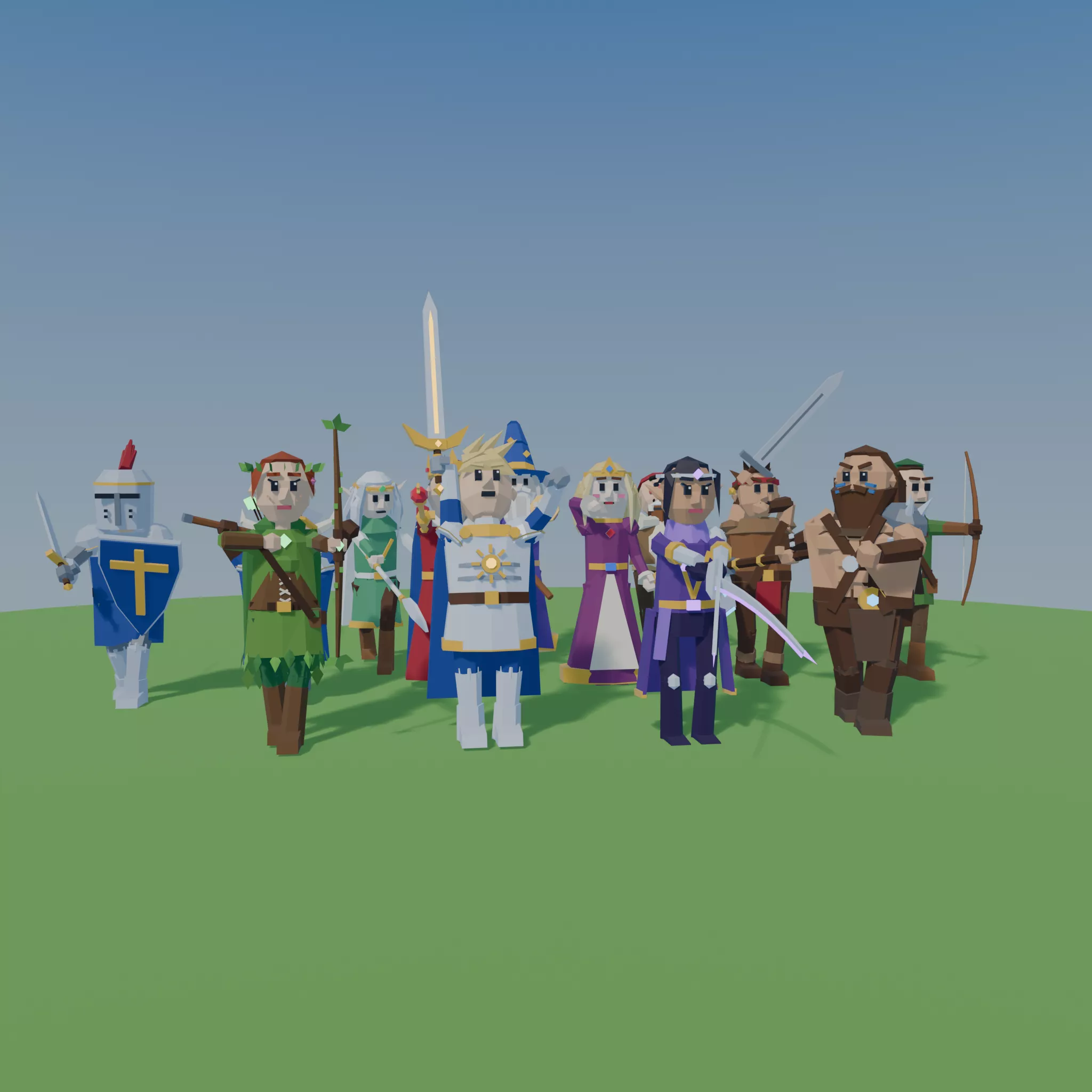 Rigged Animated Low Poly Fantasy Characters Low-poly 3D model