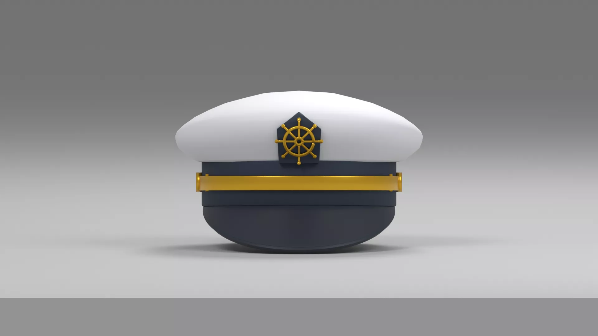 White Naval Hat with Gold Band Low-poly 3D model