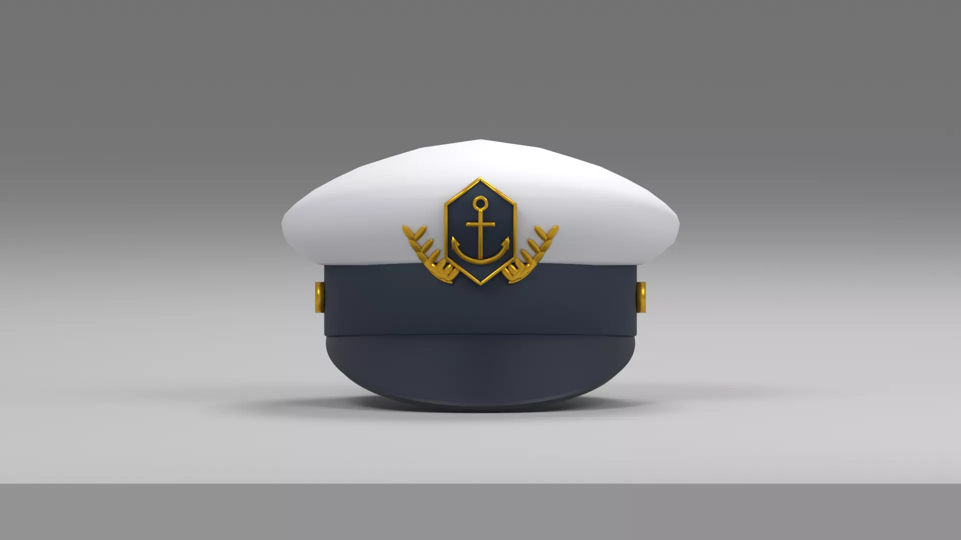 Maritime Officer Cap with Embroidered Style Emblem Low-poly 3D model