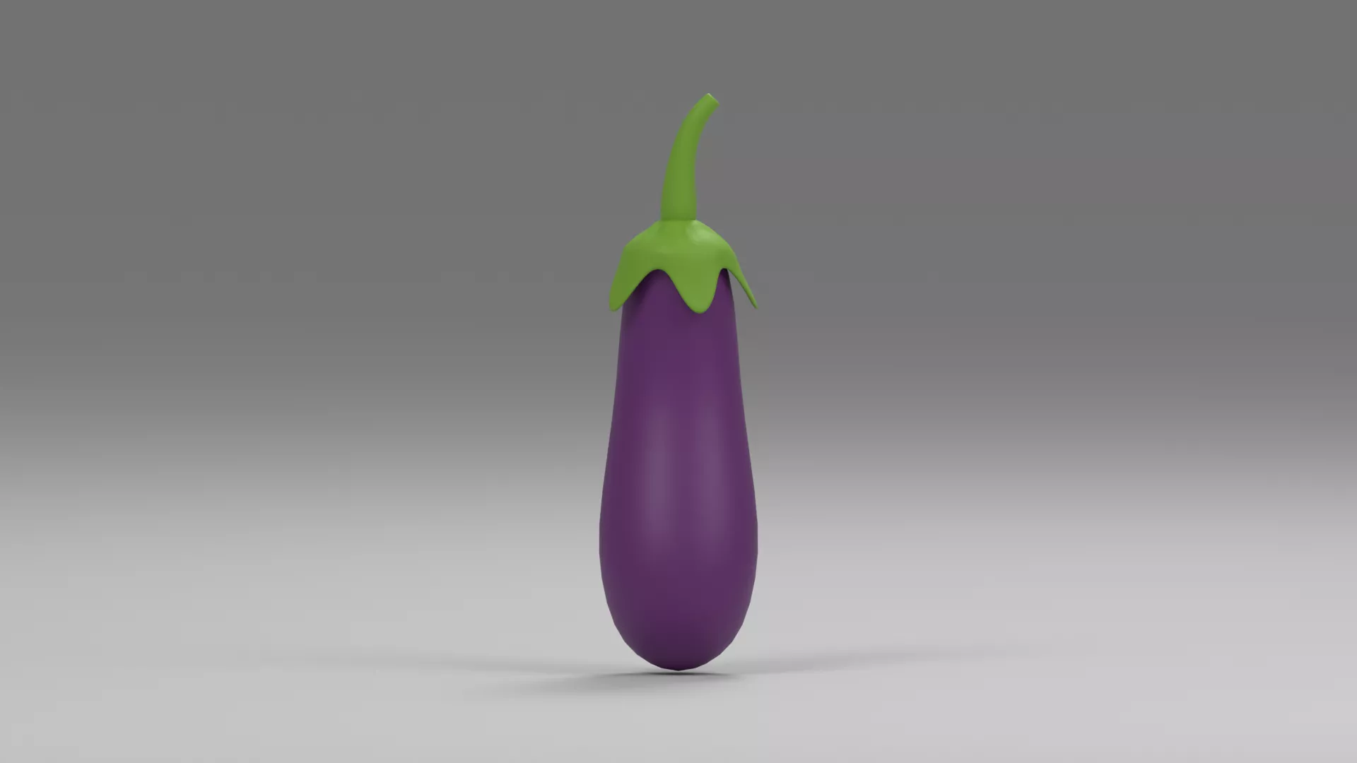Slender Aubergine with Curved Stalk Low-poly 3D model