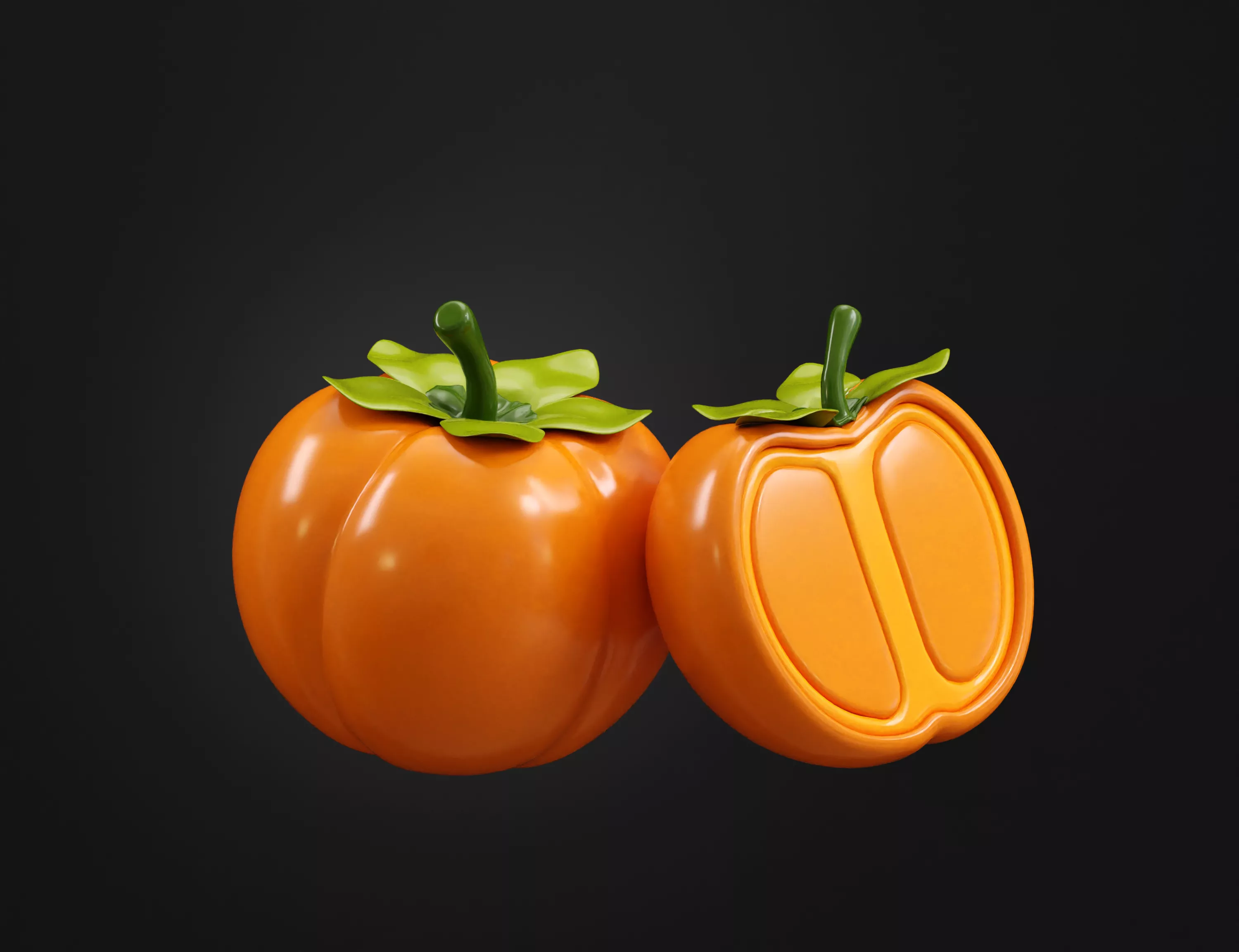 Persimmon Fruit Low-poly 3D model