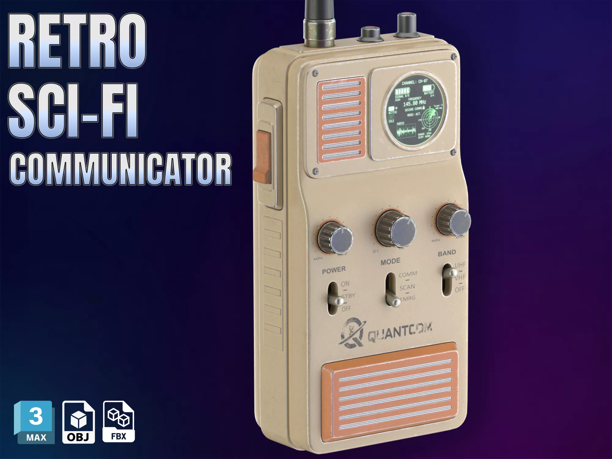 Retro Sci-Fi Communicator 2 Low-poly 3D model