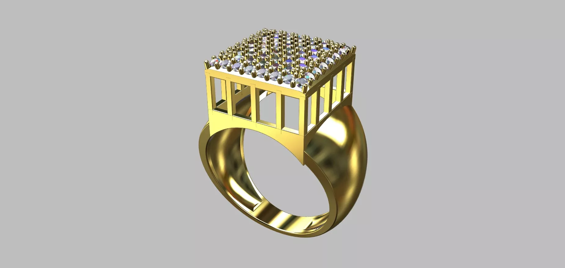 Square Pave Ring Size 21 3D print model