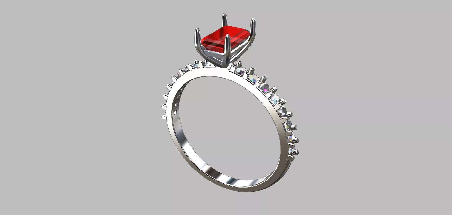 Rectangular Stone Ring Size 15 50 3D print model