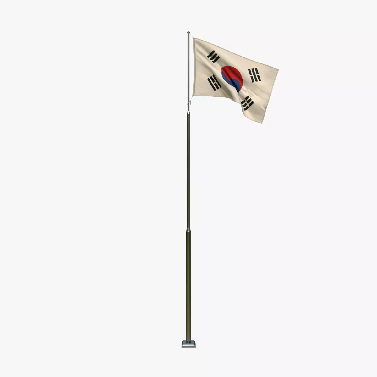 Animated South Korea Flag Low-poly 3D model