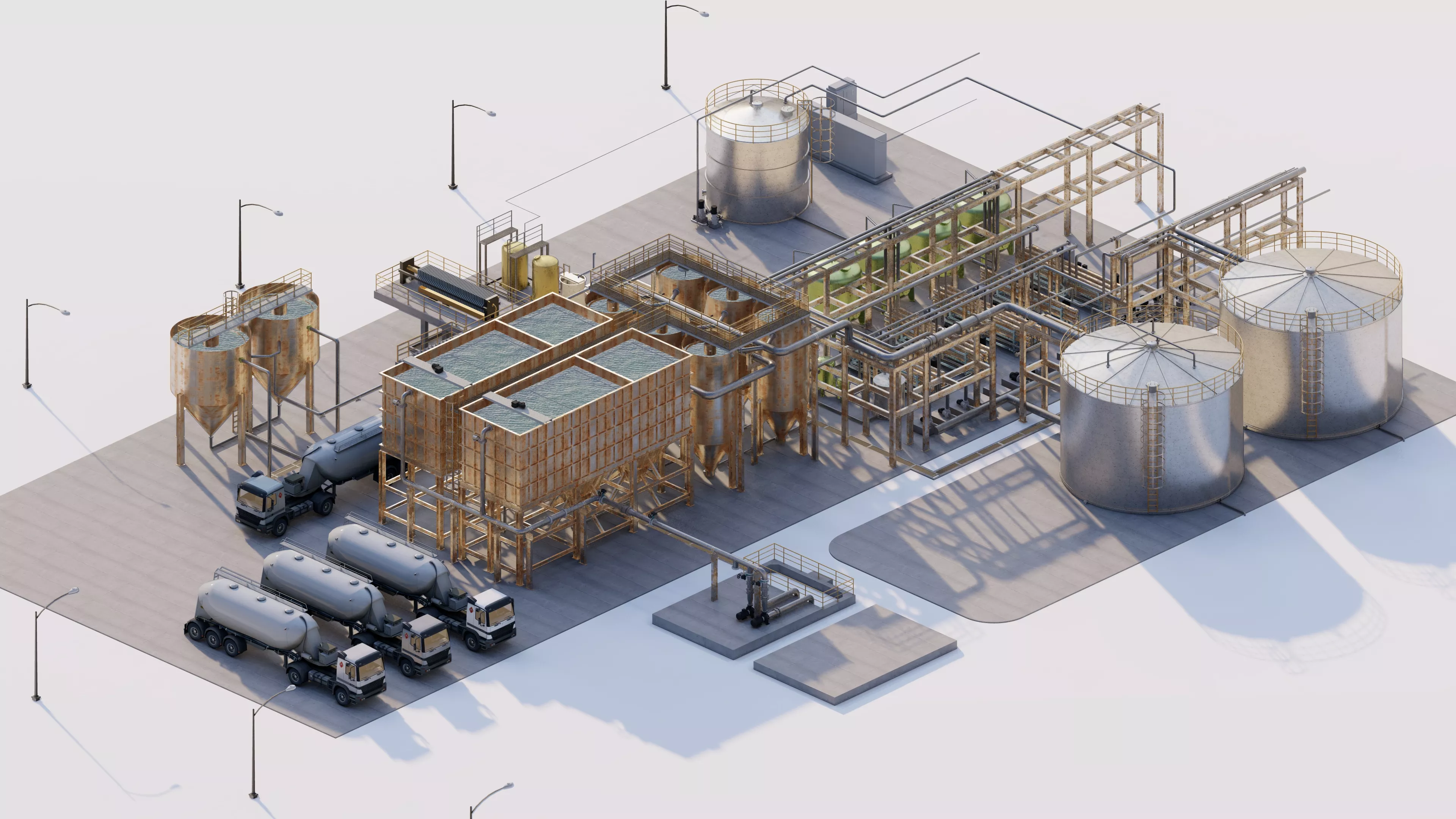Industrial Factory Complex 3D Model-Detailed Architecture 3D model