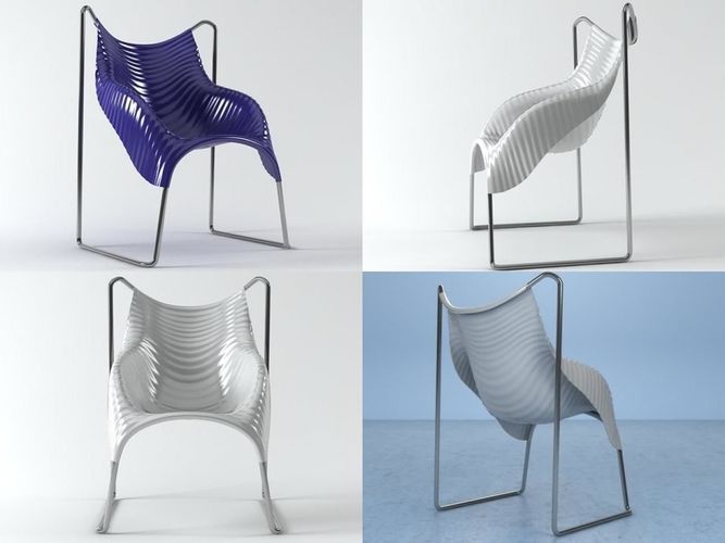 Wavy four chairs 3D model