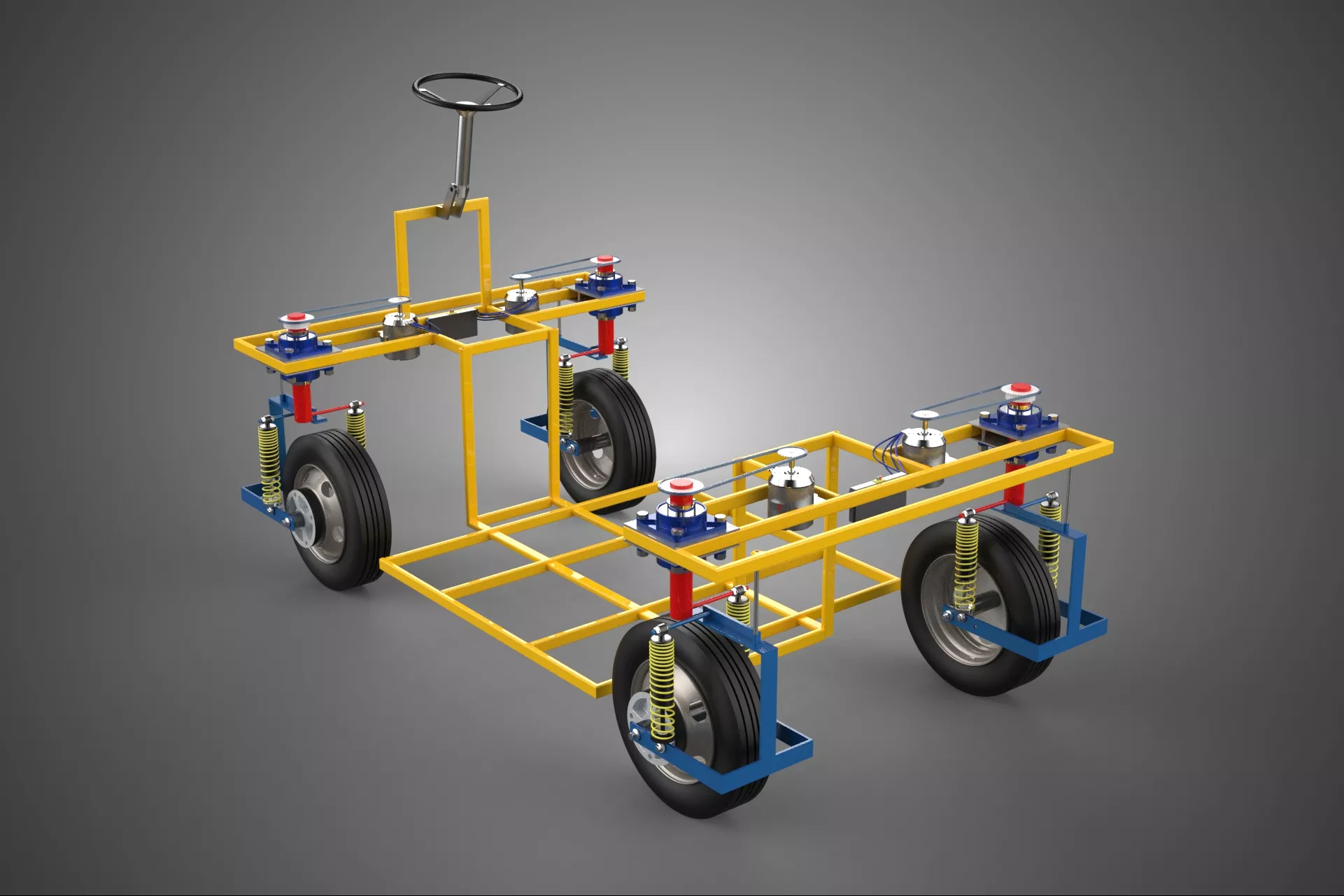 AWD ELECTRIC VEHICLE CARGO CART TROLLEY TRUCK WAGON CHASSIS EV 3D model