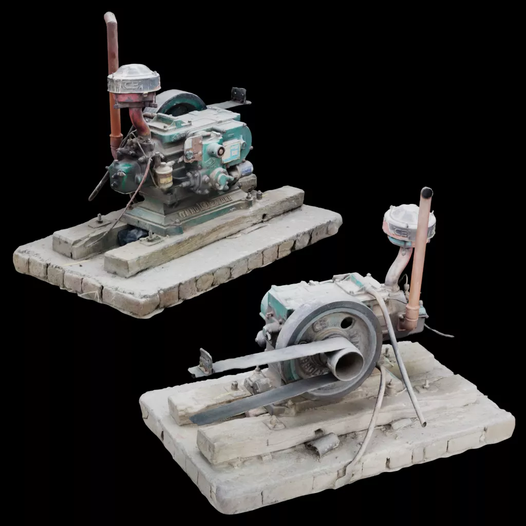 Old Diesel Engine Water Pump 3D Model Low-poly 3D model