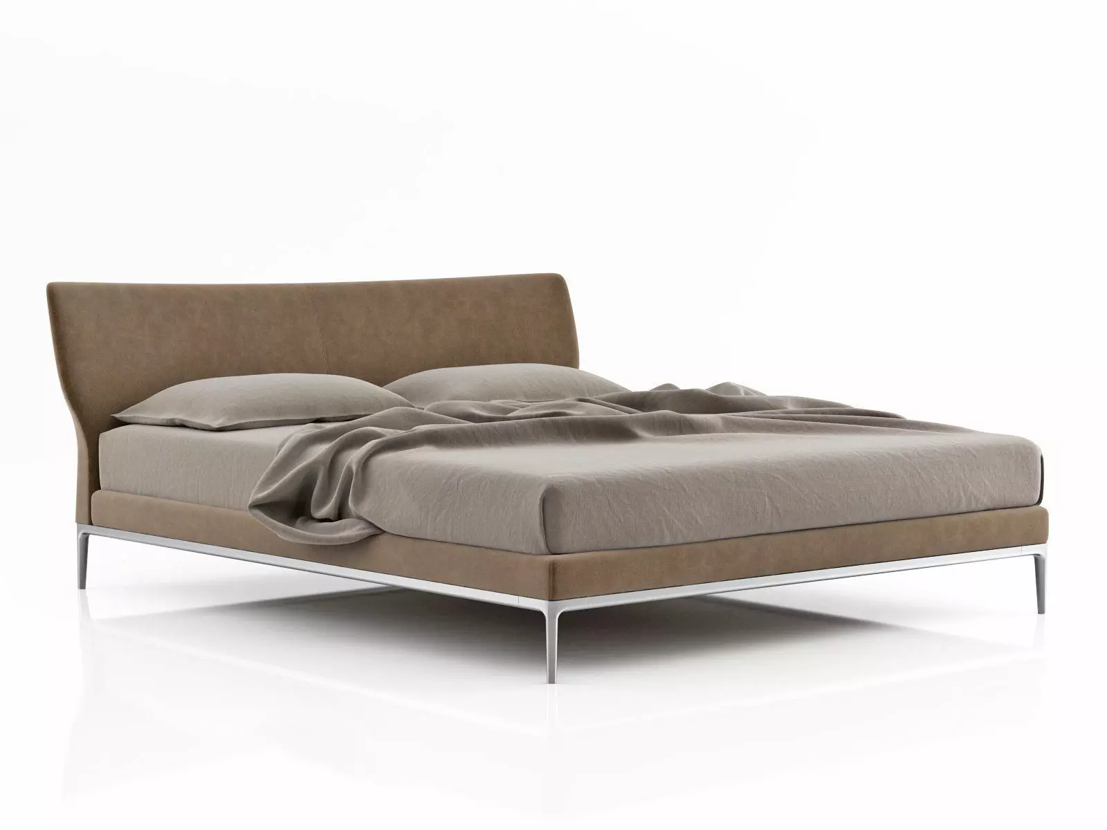 Maya modern bed frame with upholstered headboard and footboard 3D model_3
