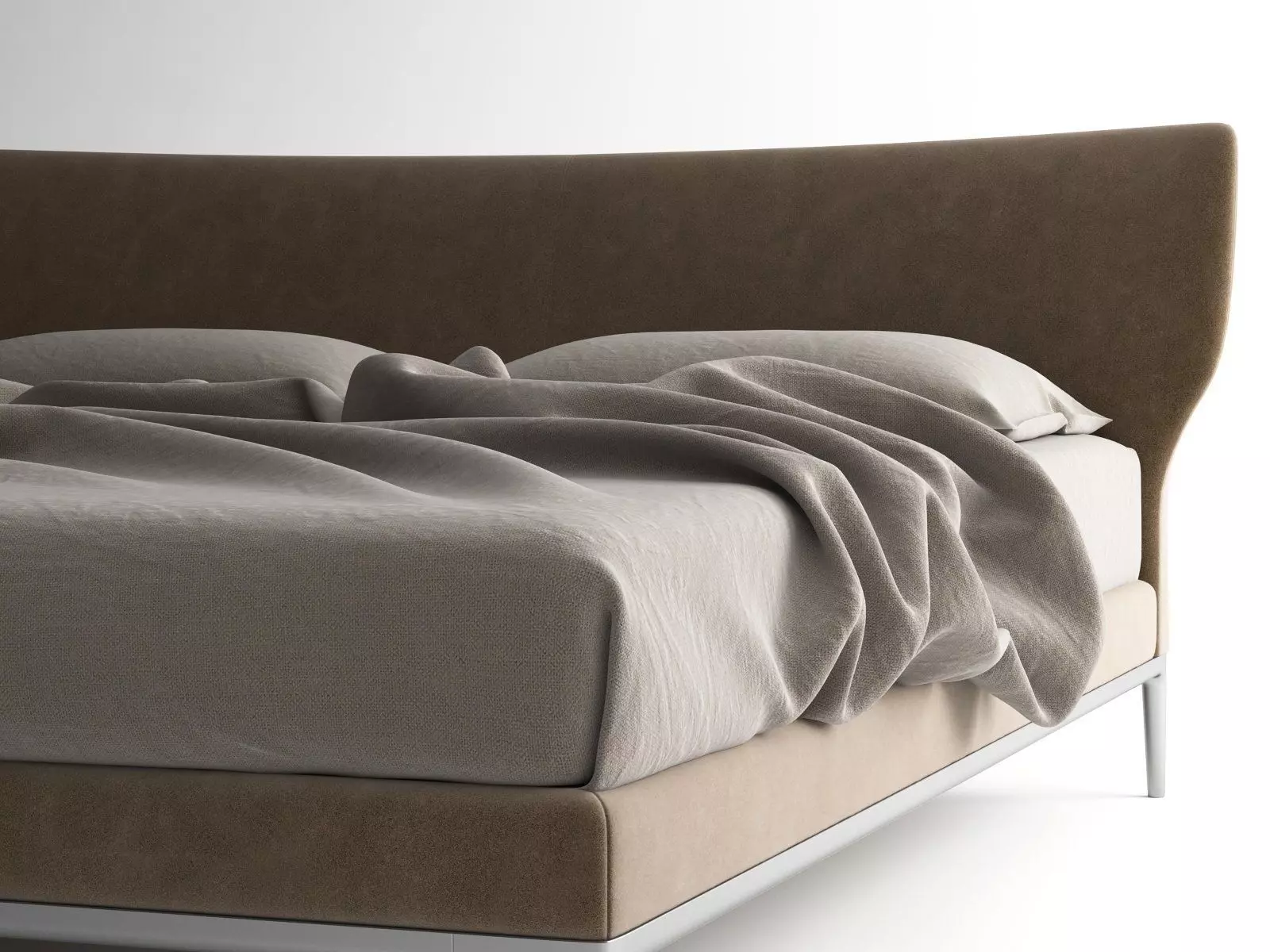 Maya modern bed frame with upholstered headboard and footboard 3D model_6