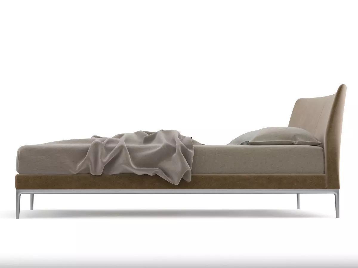 Maya modern bed frame with upholstered headboard and footboard 3D model_7