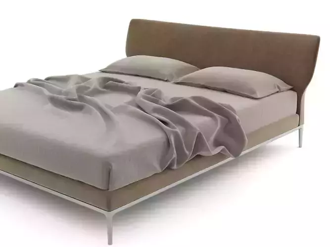 Maya modern bed frame with upholstered headboard and footboard 3D model