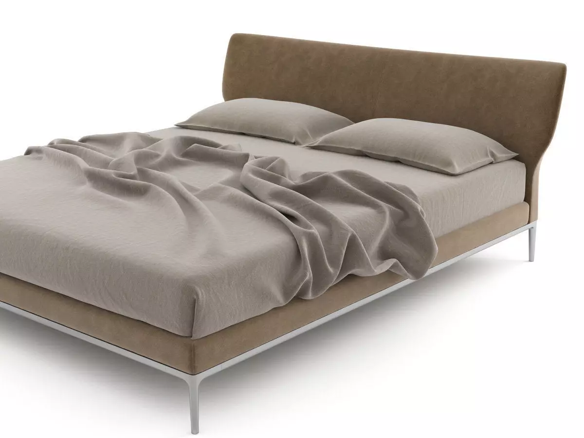 Maya modern bed frame with upholstered headboard and footboard 3D model_0