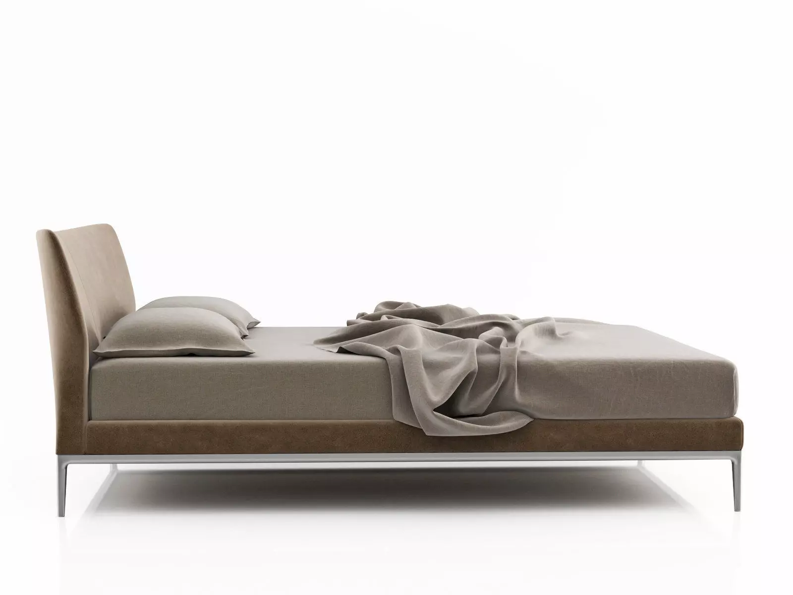 Maya modern bed frame with upholstered headboard and footboard 3D model_4