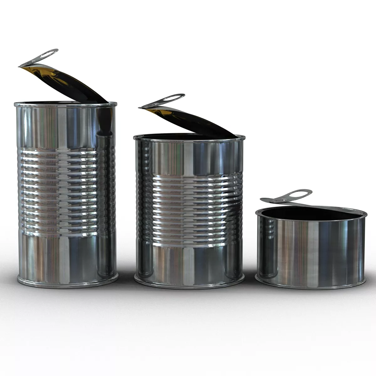 Open Empty Tin Cans Set 3D model