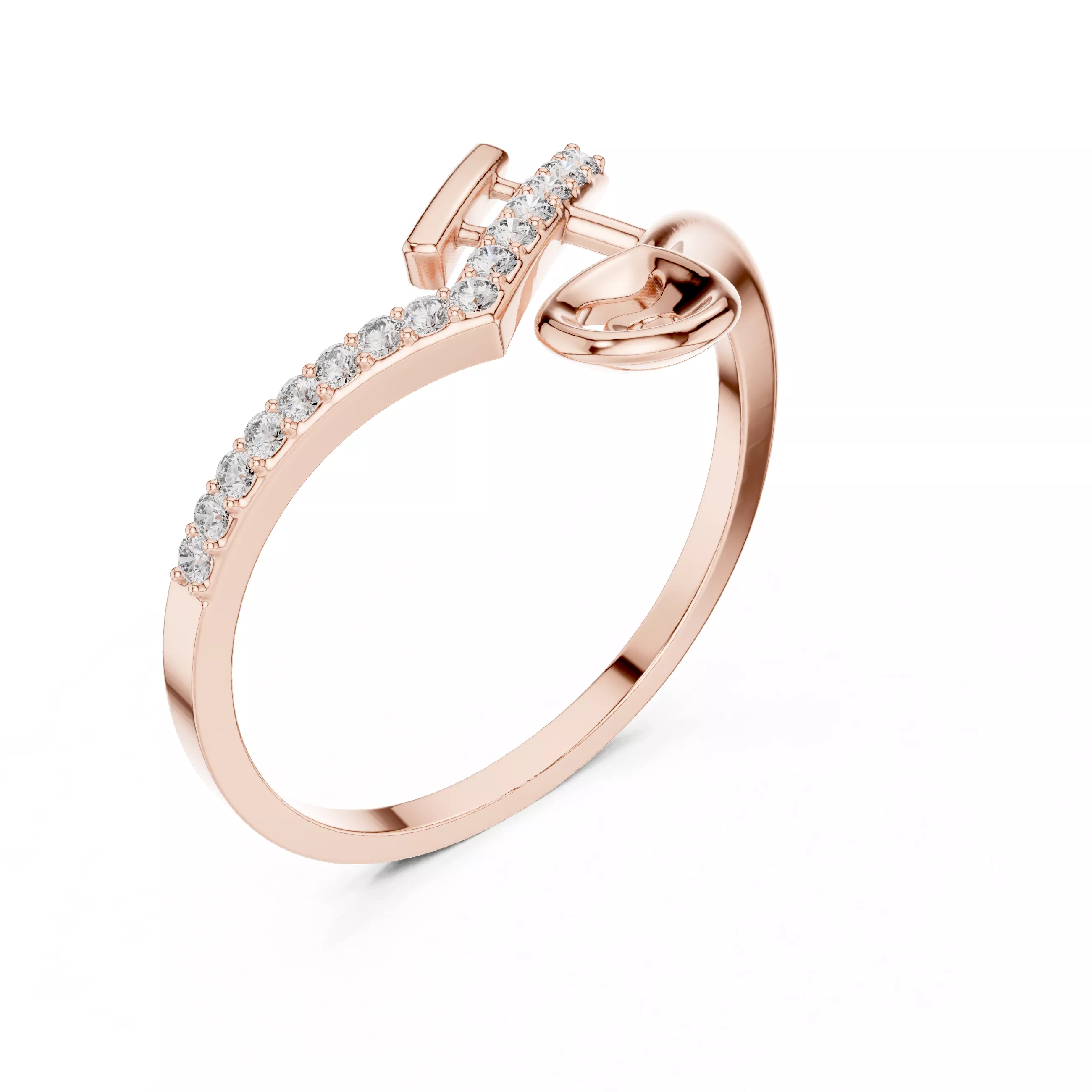 Asymmetric Diamond Bar Ring 3D Model Free 3D print model