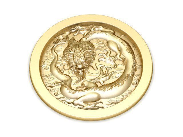 Pendant gold coin with dragon 3D print model