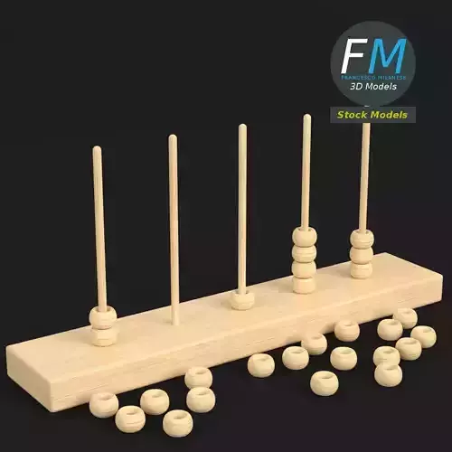 Vertical abacus toy 3D model