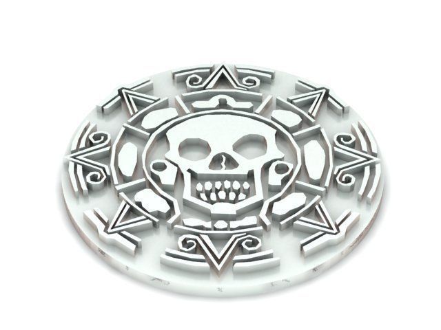 0101238 gold coin with skull 3D print model_1