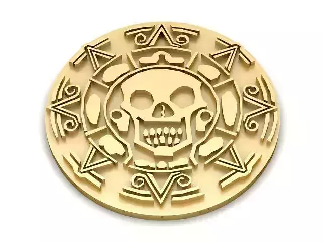 0101238 gold coin with skull