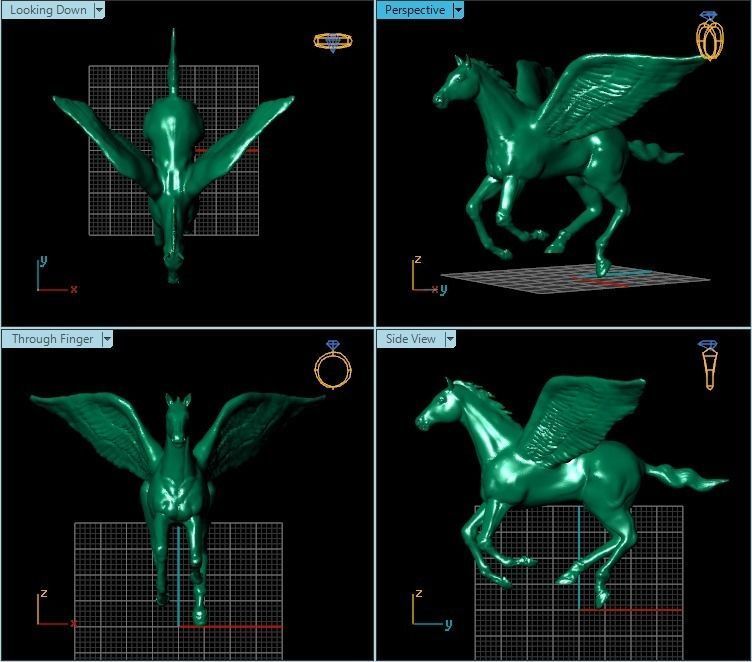 0101239 gold horse with wings 3D print model_2
