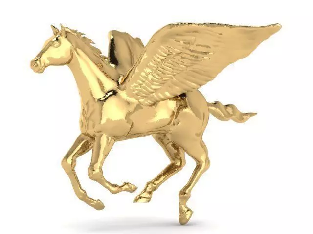 0101239 gold horse with wings 3D print model_0