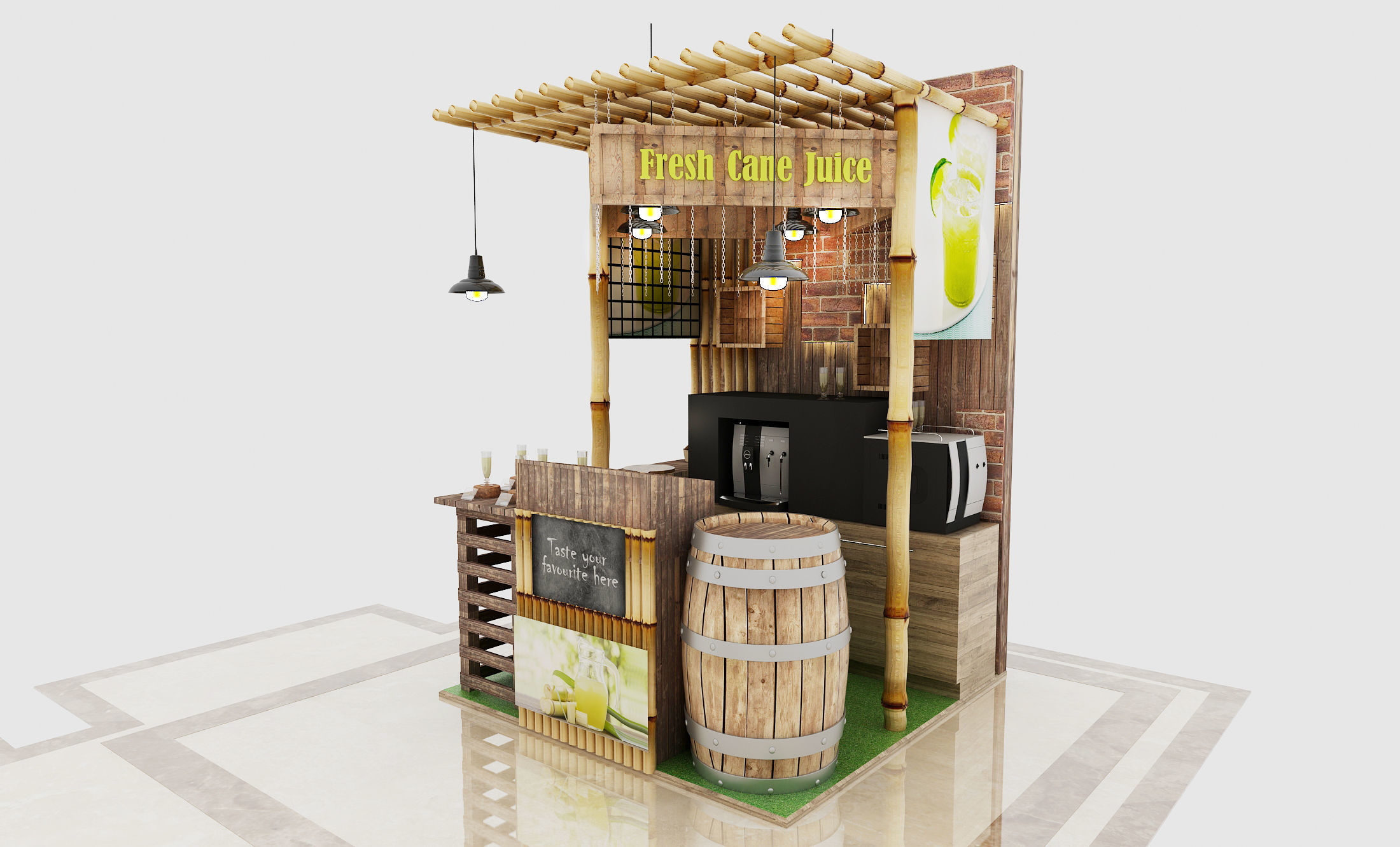 Kiosk - Cane Juice 3D model_6