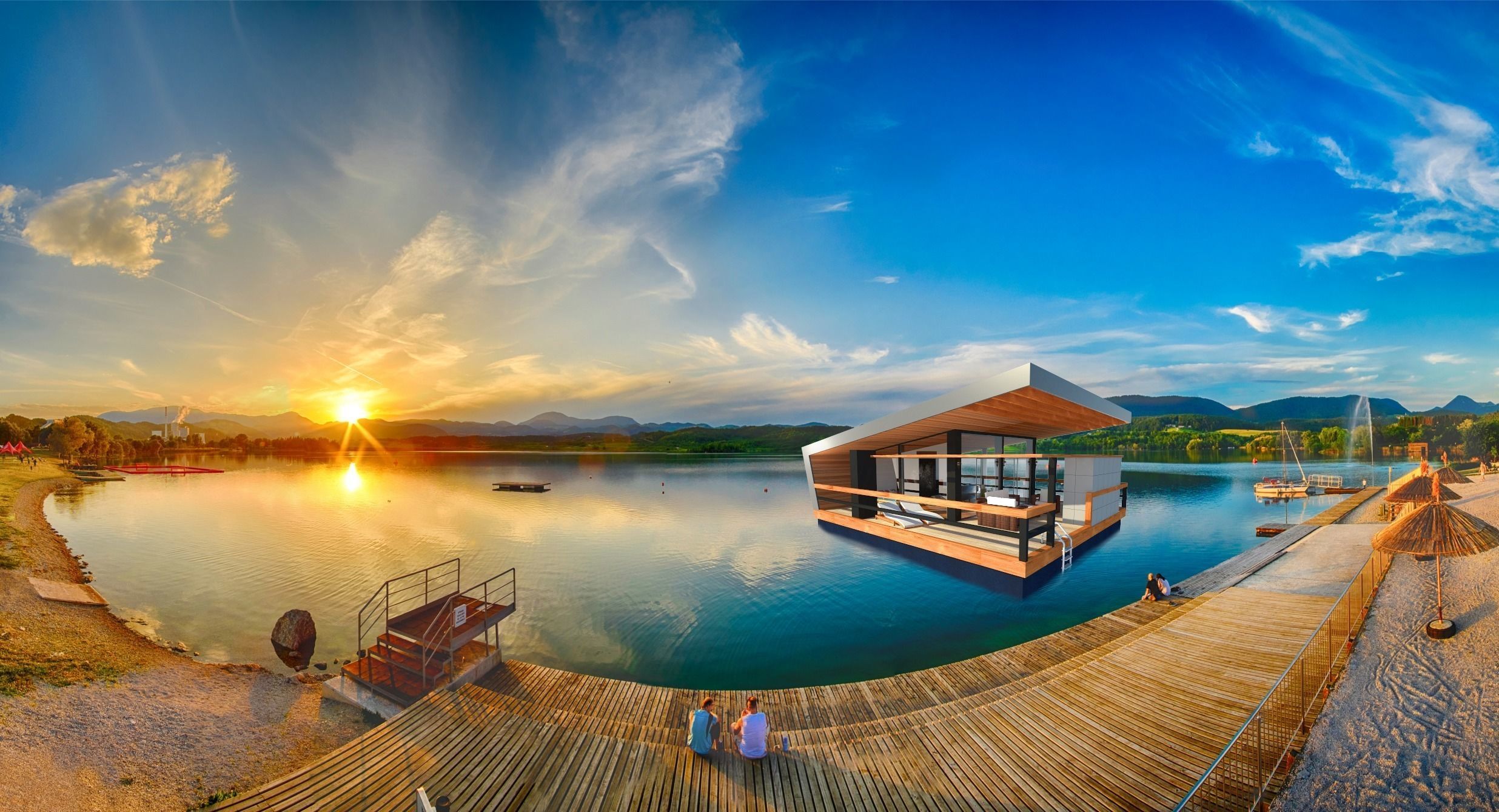 glamping boat Low-poly 3D model_5