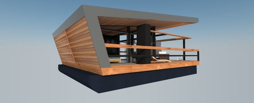 glamping boat Low-poly 3D model_0