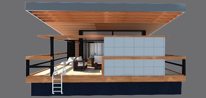 glamping boat Low-poly 3D model_1