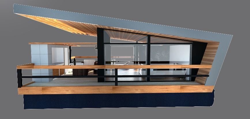 glamping boat Low-poly 3D model_2