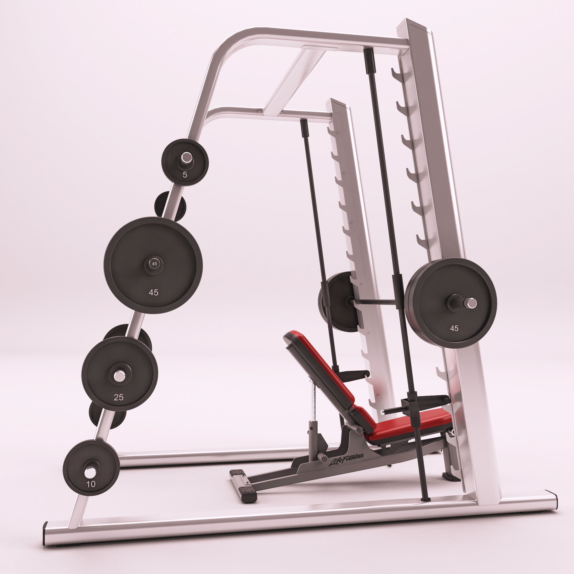 Smith machine and Multi-Adjustable Bench 3D model_6