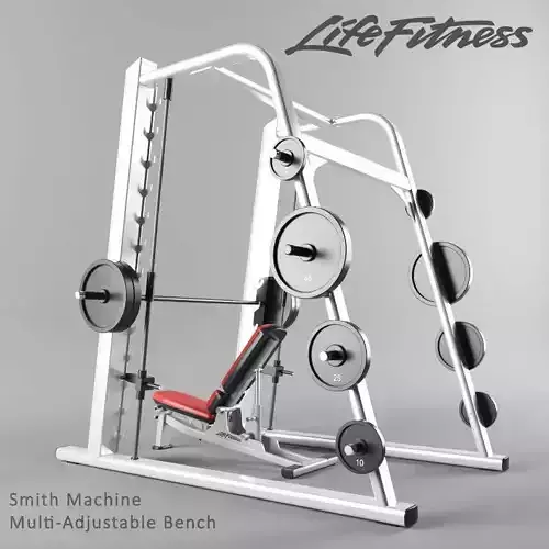 Smith machine and Multi-Adjustable Bench 3D model