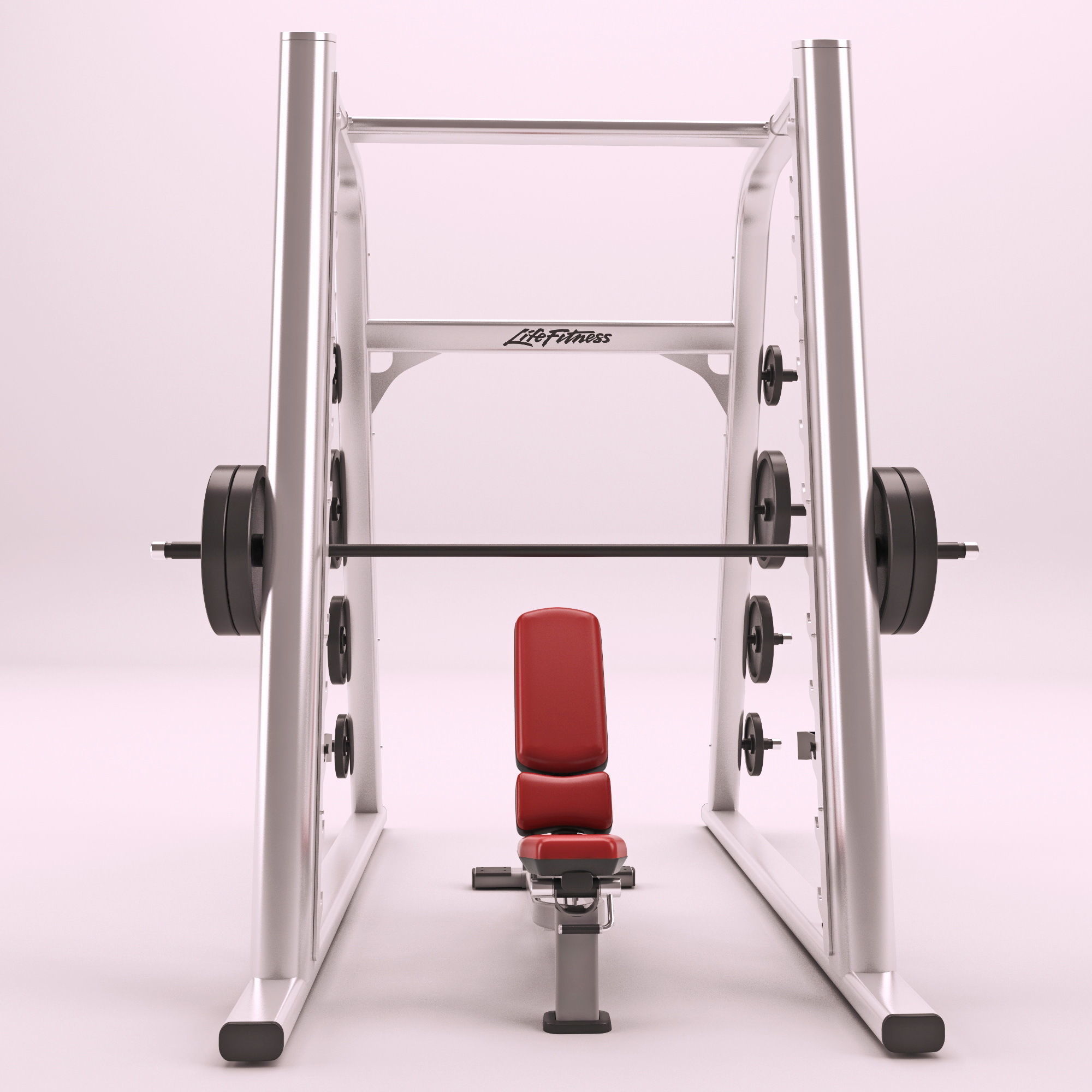 Smith machine and Multi-Adjustable Bench 3D model_7